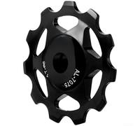 Aleación de aluminio para rueda, polea de cambio de montaña para bicicleta con rodamiento de metal, rueda de desviador trasera 11T 13T para carretera, guía de cadena de dientes profundos (negro 11T)