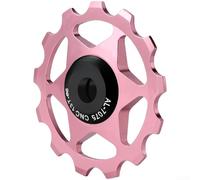 Aleación de aluminio para rueda, polea de cambio de montaña para bicicleta con rodamiento de metal, rueda de desviador trasera 11T 13T para carretera, guía de cadena de dientes profundos (rosa 13T)