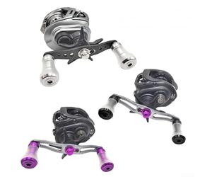 Aleación de aluminio Pesca carrete perilla mango con rodamientos para Daiwa para STELLA para STRADIC F6 Twin Power para SAHARA Aernos Sephia Caldia Fuego (gris)