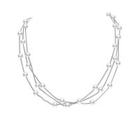 Aleasha Collar de perlas multicapa de plata de oro rosa, gargantilla de perlas sintéticas para mujer, joyería de boda, 45 cm, Medium, Perla sintética, No es una piedra preciosa