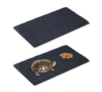 aleawol 2 almohadillas de pizarra de tortuga, grandes, rectangulares, plataforma para tomar el sol para reptiles, plato de alimentación de pizarra natural, plato negro para tortugas, lagartos, gecos y