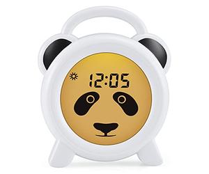 Alecto BC100PANDA - Despertador Infantil para mesita de Noche Ayuda a los niños a Tener una sensación de Tiempo y luz Nocturna estimula a los niños a quedarse en la Cama - Blanco/Negro