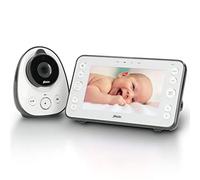 Alecto Camara Bebe Vigilancia y Pantalla de 5" - Monitor de Bebé con Función Talk-Back y Visión Nocturna - Monitor de Bebé de Interior con Modo Eco - Soporte de Pared Incluido - Blanco/Gris
