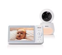 Alecto DVM2050 - Vigilabebés con cámara HD, Gran Pantalla a Color de 5 Pulgadas y luz Nocturna - Control Remoto - Blanco