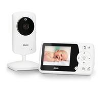 Alecto Moniteur vidéo DVM-64 - Babyphone Avec caméra - Rotation et inclinaison manuelle - Avec Vision Nocturne - Portée de 300 mètres - Fonction interphone - Chiffré - Extensible - Blanc