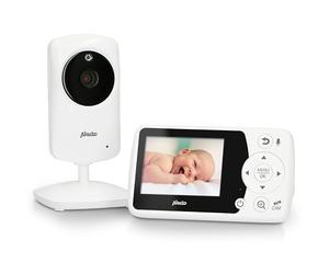 Alecto Moniteur vidéo DVM-64 - Babyphone Avec caméra - Rotation et inclinaison manuelle - Avec Vision Nocturne - Portée de 300 mètres - Fonction interphone - Chiffré - Extensible - Blanc