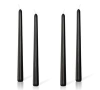 Alederways Velas de cena, velas cónicas de macarrones negros, velas largas que no gotean para boda, Halloween, día de San Valentín, Navidad, cumpleaños, fiesta, decoración, paquete de 4 (velas negras)