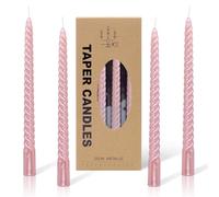 Alederways Velas de cena, velas cónicas rosadas en espiral, velas largas trenzadas que no gotean para boda, Halloween, día de San Valentín, Navidad, cumpleaños, fiesta, decoración, 4 unidades