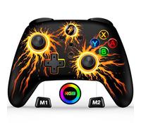 ALEEMTRY Controlador de conmutación para Switch/Lite/OLED, Android, iOS, PC, controlador con aspecto RGB, programable, turbo, función de despertador, palanca de mando precisa, vibración dual