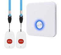 ALEENFOON Alarma móvil inalámbrica para casa con botón de Emergencia, Alarma de pánico, Recargable, para Paciencia de Ancianos, niños, discapacitados, Embarazadas (2 a 1)