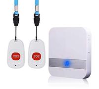 ALEENFOON Alarma Móvil Inalámbrica Para Casa Con Botón De Emergencia, Versión Plug-in, Alarma De Pánico, Alarma Inalámbrica Para Personas Mayores (2 a 1 Blanco)