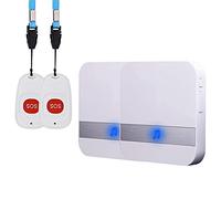 ALEENFOON Alarma Móvil Inalámbrica para Casa con Botón De Emergencia, Versión Plug-in, Alarma De Pánico, Alarma Inalámbrica para Personas Mayores (2 a 2 Blanco)