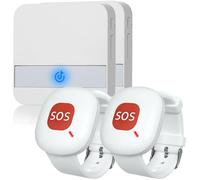 ALEENFOON Buscapersonas inalámbrico para Cuidadores, Alarma Móvil Inalámbrica para Casa con Muñeca Botón De Emergencia, Plug-in, Alarma De Pánico, Alarma Inalámbrica para Personas Mayores (2 a 2)