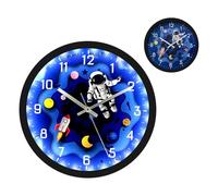 ALEENFOON Reloj de Pared para niños, 30cm Niños Reloj silencioso, sin tictac, activado por sonido, luminoso, redondo, estilo astronauta, para dormitorios infantiles, salas de estar