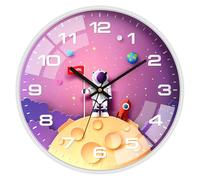 ALEENFOON Reloj de Pared para Niños de 12 Pulgadas Silencioso de Cuarzo Diseño de Astronauta y Viajes Espaciales Reloj Pared para Sala de Estar, Dormitorio, Aula, Cocina y Habitación Infantil