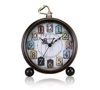 ALEENFOON Reloj despertador clásico retro de 5 pulgadas, sin garrapatas de metal silencioso, antiguo estante de mesa de escritorio, reloj de cuarzo, funciona con pilas para mesillas de noche