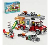 ALEENFOON Set de Construcción de Furgoneta Camper Urbana,Set de Construcción de Autocaravana de Aventura para Vacaciones con Mini Accesorios y Luces, Regalo para niños y niñas de 6 +(880 Piezas)