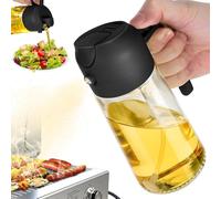 Aleevii Depósito de aceite de vidrio sin plomo de 450 ml. Dos funciones: vertido y pulverización de aceite. Perfecto para cocinas, ensaladas y barbacoas, color negro