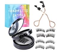 Aleevii Juego de pestañas magnéticas, 5 puntos magnéticos, pestañas magnéticas con pinza, reutilizables, sin pegamento, sin pegamento ni delineador de ojos, fácil de usar (8 pares, naturales)