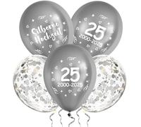ALEGRE 30 globos decorativos de plata de 40 cm, globos de boda plateados metálicos, 2025, decoración de boda de plata, 25 años de aniversario, decoración de plata para bodas de plata para 25 años