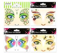 ALEGRE 4 hojas de tatuaje facial de abeja, mariposa Face Art Sticker,Face Tattoo Carnaval, Mariquita, tatuaje temporal, pegatinas para cara brillante para fiestas temáticas, carnaval, carnaval