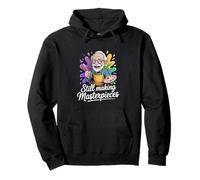 Alegre artista anciano con salpicaduras de pintura Sudadera con Capucha