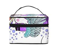 Alegre bulldog francés riendo perro retrato, bolsa de cosméticos, bolsa de maquillaje, bolsas de cosméticos de viaje para mujeres, bolsas de aseo, Hermoso unicornio con flores y estrellas, Talla única