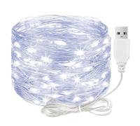 ALEGRE Cadena de luces LED con USB, 4 m, 40 ledes, alambre de cobre con enchufe, resistente al agua, luz blanca fría, cadena de luces para interior y exterior, cadena de luces LED para decoración de