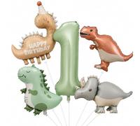 ALEGRE® Dino - Decoración de cumpleaños para 1 año | Globo de dinosaurio para el primer cumpleaños de niño, globo de dinosaurio con números, 1 para decoración de cumpleaños