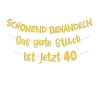 ALEGRE Guirnalda decorativa para 40 cumpleaños, color dorado, tratar suavemente la buena pieza es ahora, 40 guirnaldas, decoración para 40 cumpleaños para mujeres y hombres, decoración para 40 años