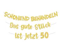 ALEGRE Guirnalda decorativa para 50 cumpleaños, color dorado, tratar suavemente la buena pieza es ahora, 50 guirnaldas, decoración para 50 años, bodas, fiestas de aniversario