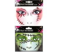 ALEGRE Halloween Face stattoo narbe Face Art Sticker,Halloween Temporäres Tattoo,Cicatriz Glitzer Aufkleber Gesichtsstattoo Karneval,Ablöbare Tattoo Gesicht Kinder für Motto Party,Fasching