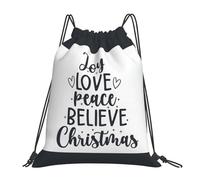 Alegría Amor Paz Creer Navidad Mujer Hombre Mochilas Deportiva Ajustable Mochila Con Cordón Gran Capacidad Bolsa De Gimnasio Para Baloncesto Yoga Voleibol