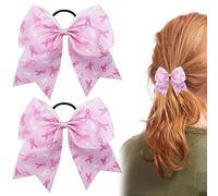 alegría para el cáncer mama - 2 lazos elásticos color rosa para animar,Accesorios rosas para la concientización las mujeres adolescentes Caridad pública para niñas animadoras Qmisify