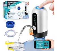 ALEHC® Dispensador de Agua para Garrafas con Adaptador y Manguera - Recargable USB Tipo C - Compatible 8L-20L - Portátil para Camping, Hogar, Oficina - Silicona Alimentaria, Sin BPA