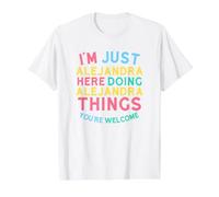 Alejandra Here Doing Alejandra Things Funny Alejandra Nombre Camiseta gráfica económica, Hombre, Blanco, XL