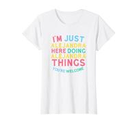 Alejandra Here Doing Alejandra Things Funny Alejandra Nombre Camiseta gráfica económica, Mujer, Blanco, XS