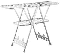 ALEjon Aluminum Alloy Foldable Clothes Drying Rack with 4 Casters - Silver