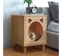 ALEjon Cama 3 en 1 para casa de Gatos, Cubo para Gatos de Interior, condominio de Madera, Cama Multifuncional para Mascotas, Uso como Mesa Auxiliar de mesita de Noche, Lindos Muebles Decorativos