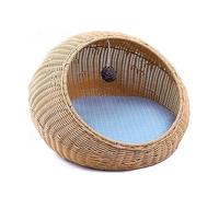 ALEjon Cama calmante para Perros Cama para Mascotas de ratán Lindo Nido para Gatos Cama Cerrada con cojín para Gatos Mantenga Caliente Cama para Gatos para Mascotas Cama para Perros Tejida a Mano con