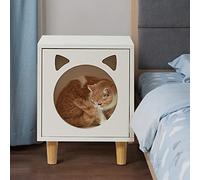ALEjon Cama para casa de Gatos 3 en 1, Cubo para Gatos de Interior, condominio de Madera, Cama Multifuncional para Mascotas, Uso como Mesa Auxiliar de mesita de Noche, Lindos Muebles Decorativos