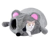 ALEjon Cama para Perros Calmante Suave Otoño Invierno Casa para Perros Cálido Casa para Gatos Sofás Forma De Ratón De Dibujos Animados Nido para Mascotas Cama Túnel para Gatos Cama para Mascotas A