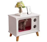 ALEjon Casa para Gatos/Mascotas para decoración del hogar, Caja de Cama para Gatos multifunción, Mesa Auxiliar para condominios para Gatos en Familia/Dormitorio/Esquina, Montaje rápido y fácil