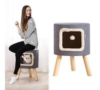 ALEjon Casa para Gatos Otomana de Interior con Patas de Madera y Bola Colgante, Cama para Gatitos Gris/Escondite para Gatos/Habitación para Gatos, Tamaño de Entrada 17 cm x 17 cm, Soporte 85 kg