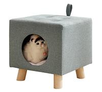 ALEjon Taburete Cuadrado para Cama de Gato con Patas de Madera Maciza, casa Multiusos para Mascotas/escondite para Gatos, Nido de Gatitos Utilizado como Taburete/reposapiés, fácil de Mover (Estilo: