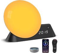 ALEJOS RISE Despertador Solar con Luz Multicolor, Sonidos Naturales, Bluetooth, Despertador Amanecer Controlado por APP y Voz, Función Biorritmo y Lampara de Noche. Despertador Inteligente con Alarma.