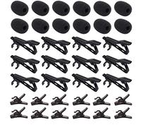 ALEKOR 12 clips de corbata de metal para micrófono Lavalier, 12 fundas de espuma para parabrisas de micrófono de solapa y 12 clips de alambre de plástico para micrófono Lav