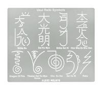 Aleks Melnyk No.406 Plantilla de metal, símbolos Usui Reiki, caracteres chinos y japoneses, plantilla pequeña, 1 pieza, plantilla para quemar leña, grabar, manualidades, álbum de recortes