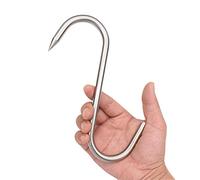 Alele - Gancho para carne de 8 pulgadas, 10 mm, acero inoxidable, resistente, ganchos para carnicero, para colgar carne (10 mm, 8 pulgadas, 4 unidades)