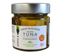 Alelma Atún Blanco Alalunga Picante - Atún Premium de Alonissos - Corserva en Aceite de Oliva Virgen Extra - Tarro 212 g